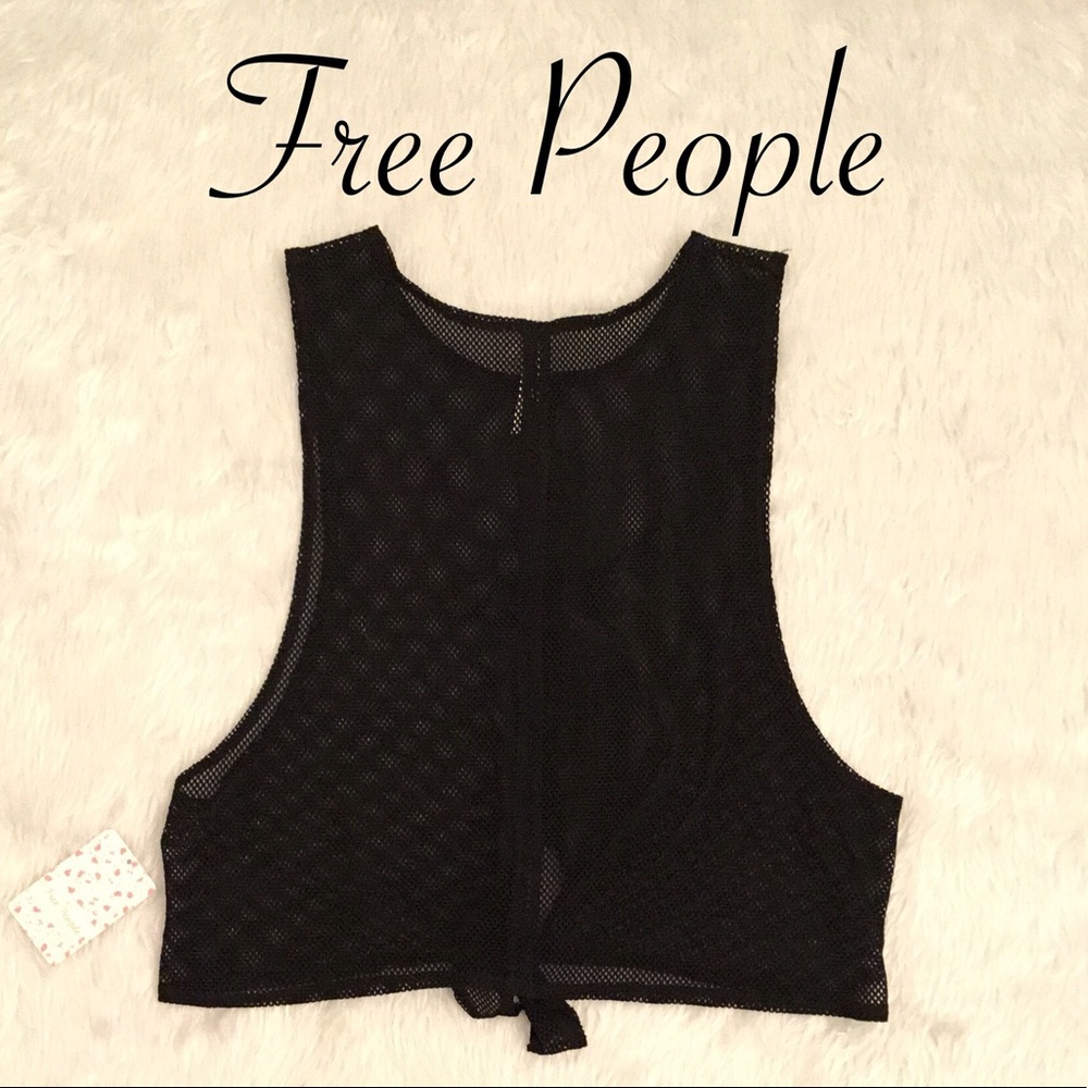 Free People Net Halter Top Medium Sexy Black NWT